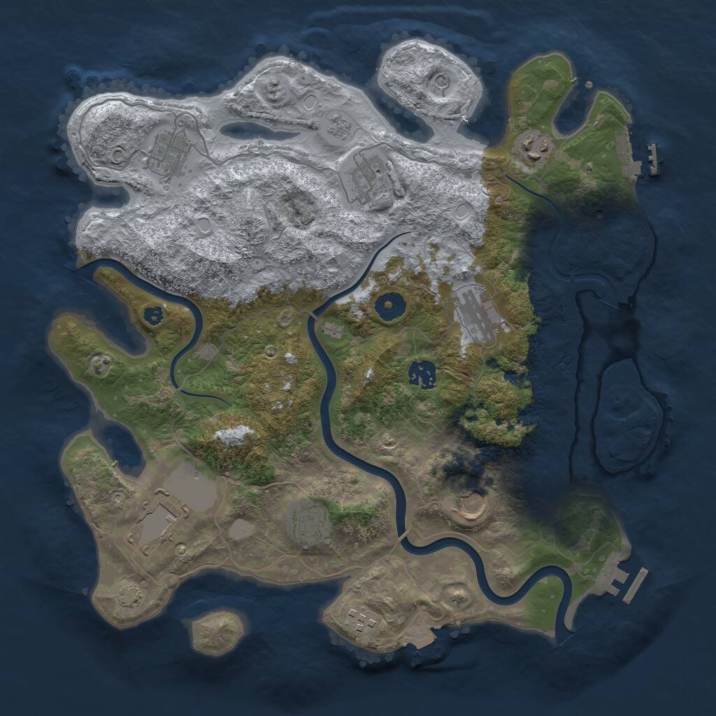 Rust Map: Procedural Map, Size: 3700, Seed: 1916381522, 15 Monuments