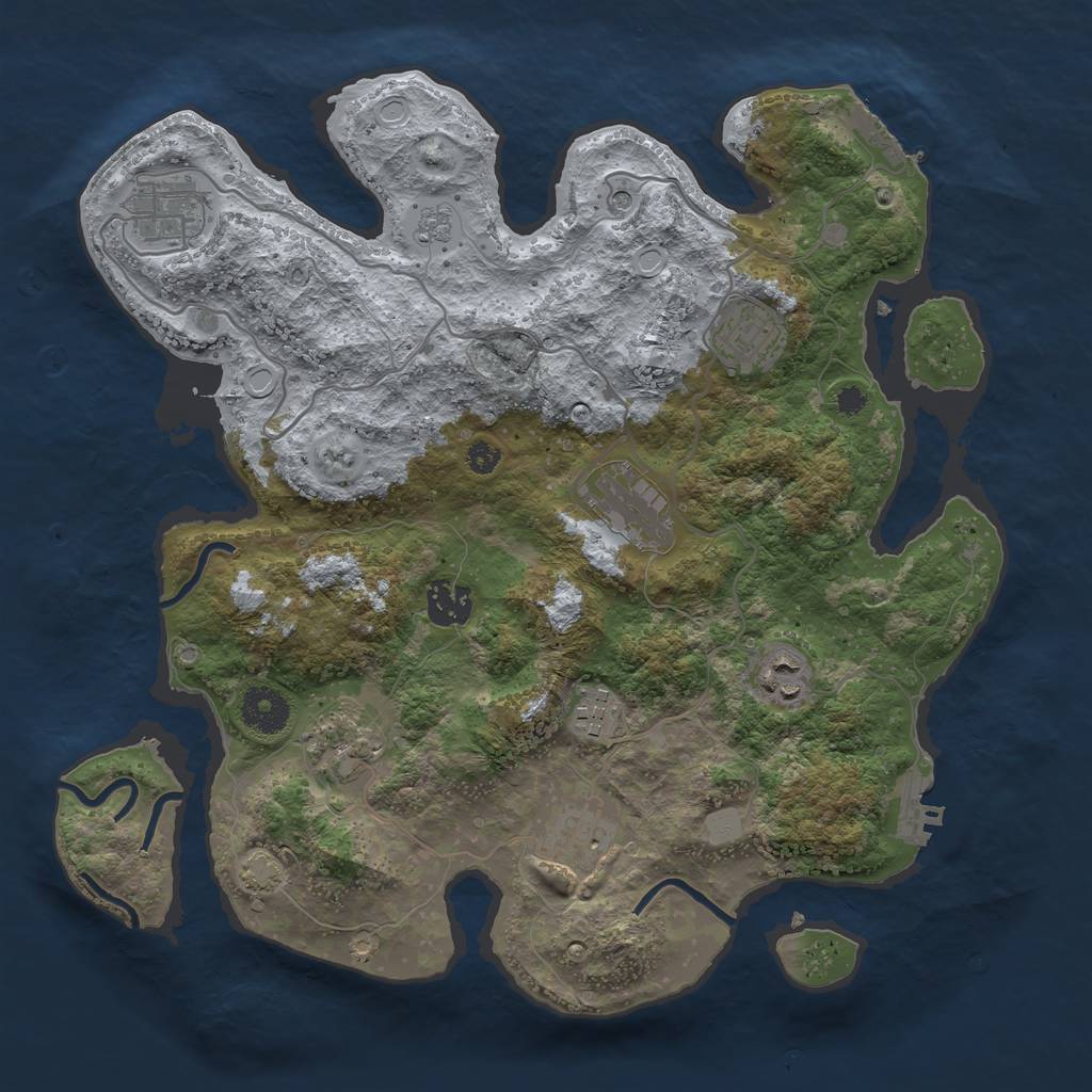 Rust Map: Procedural Map, Size: 3450, Seed: 64771190, 16 Monuments