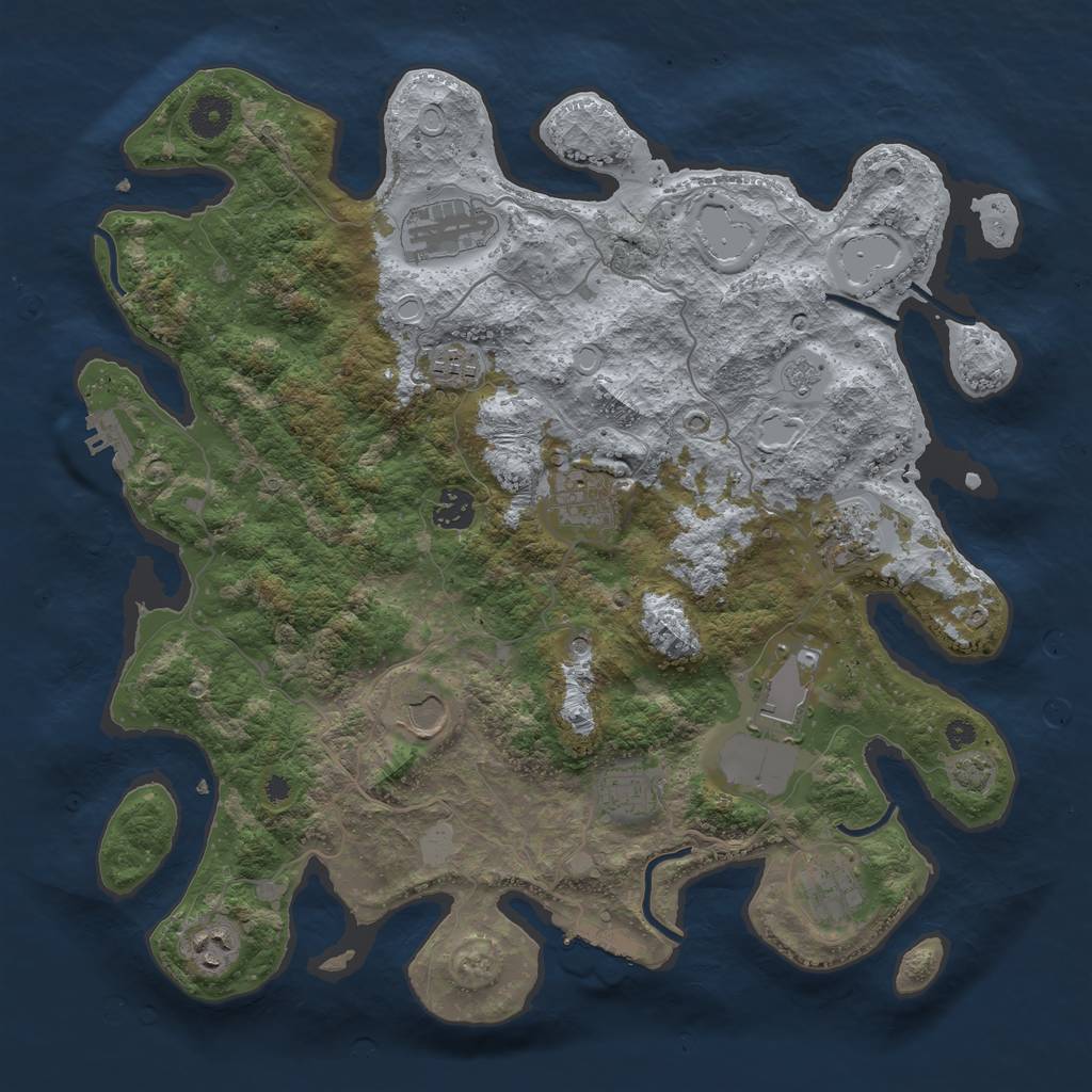 Rust Map: Procedural Map, Size: 3850, Seed: 12731694, 18 Monuments