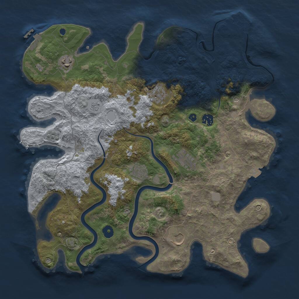 Rust Map: Procedural Map, Size: 3850, Seed: 28953623, 13 Monuments
