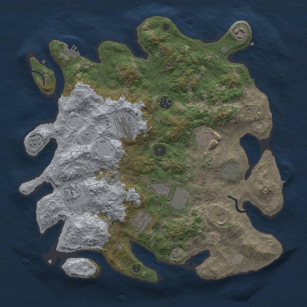 Rust Map: Procedural Map, Size: 3850, Seed: 62792656, 18 Monuments