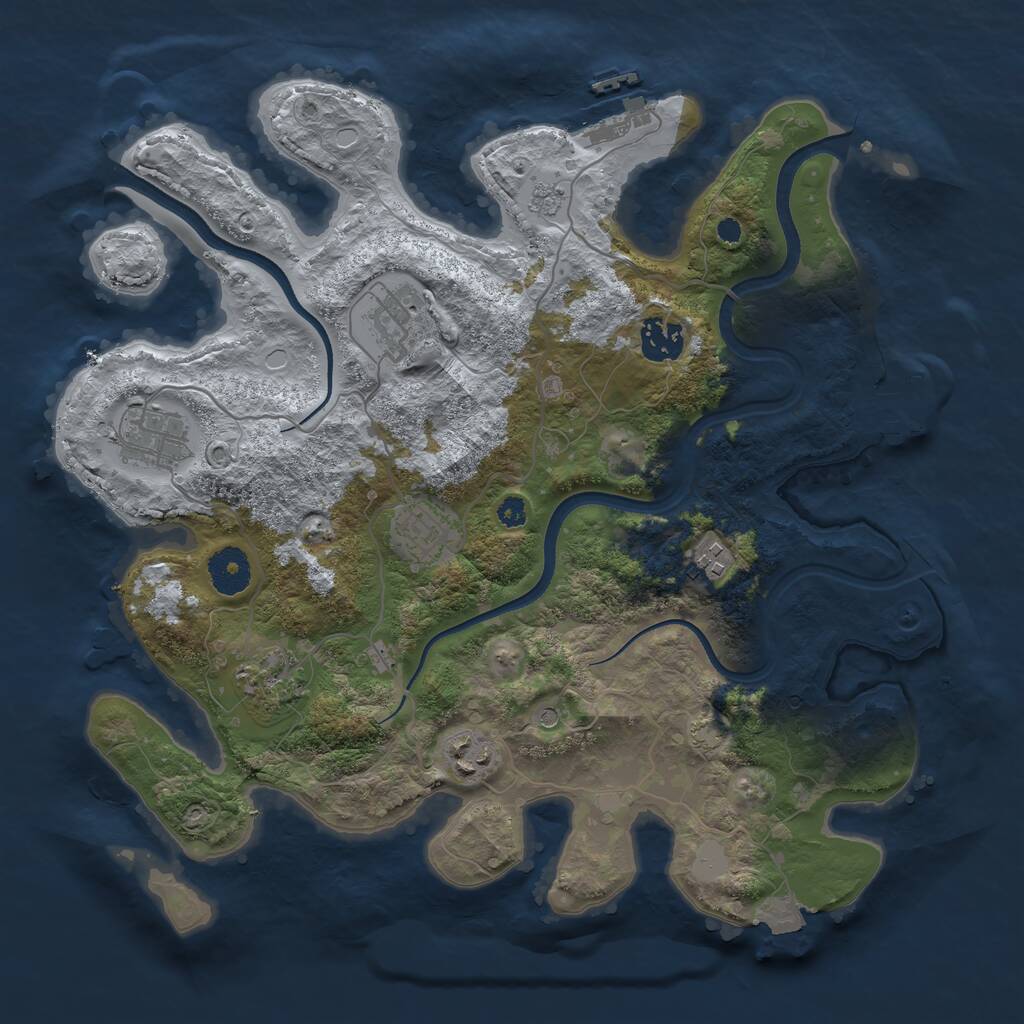 Rust Map: Procedural Map, Size: 3450, Seed: 8175087, 13 Monuments