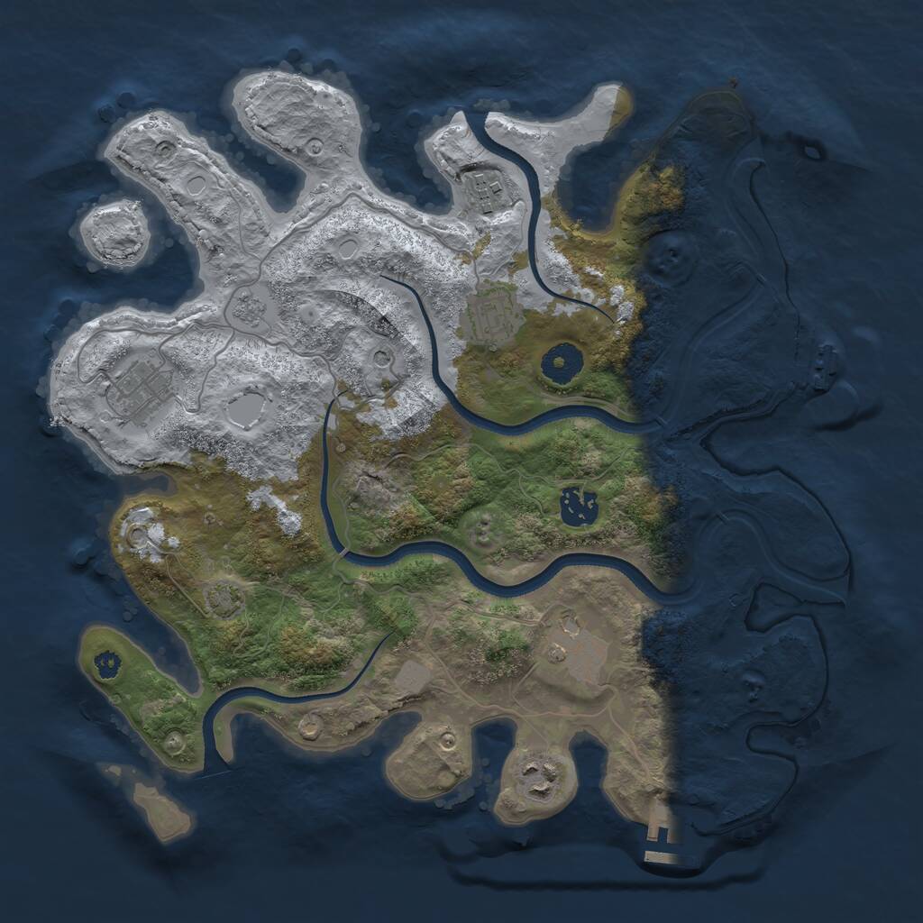 Rust Map: Procedural Map, Size: 3450, Seed: 8175087, 12 Monuments
