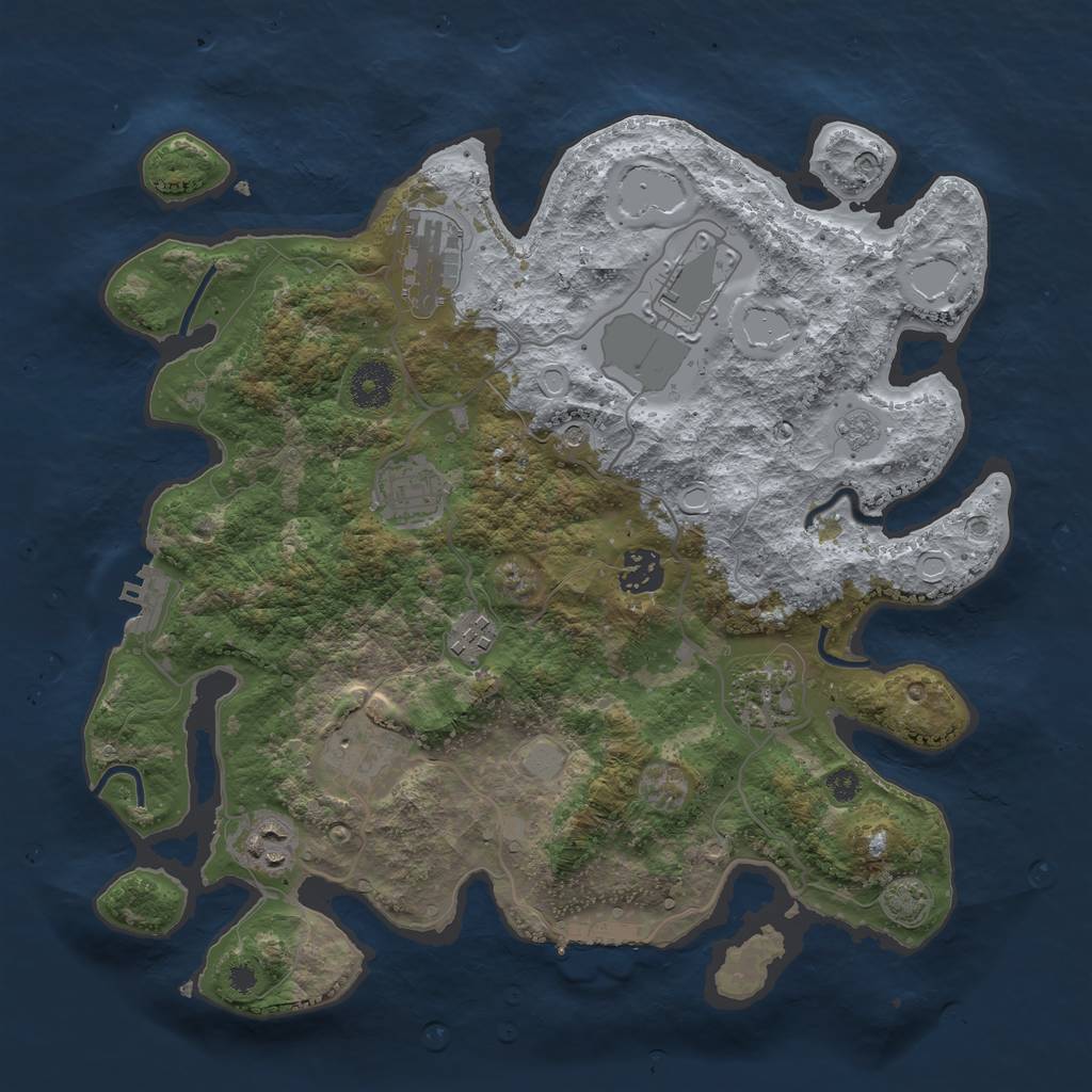 Rust Map: Procedural Map, Size: 3500, Seed: 6096, 16 Monuments
