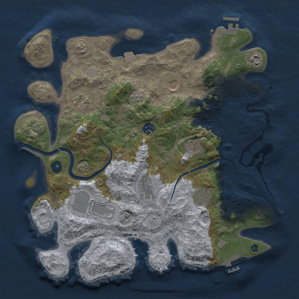 Rust Map: Procedural Map, Size: 3800, Seed: 86682519, 15 Monuments