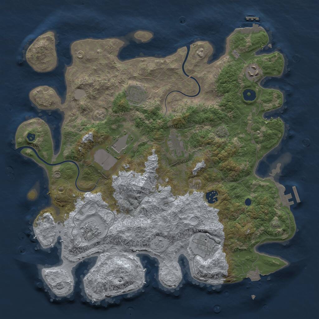 Rust Map: Procedural Map, Size: 3800, Seed: 86682519, 13 Monuments