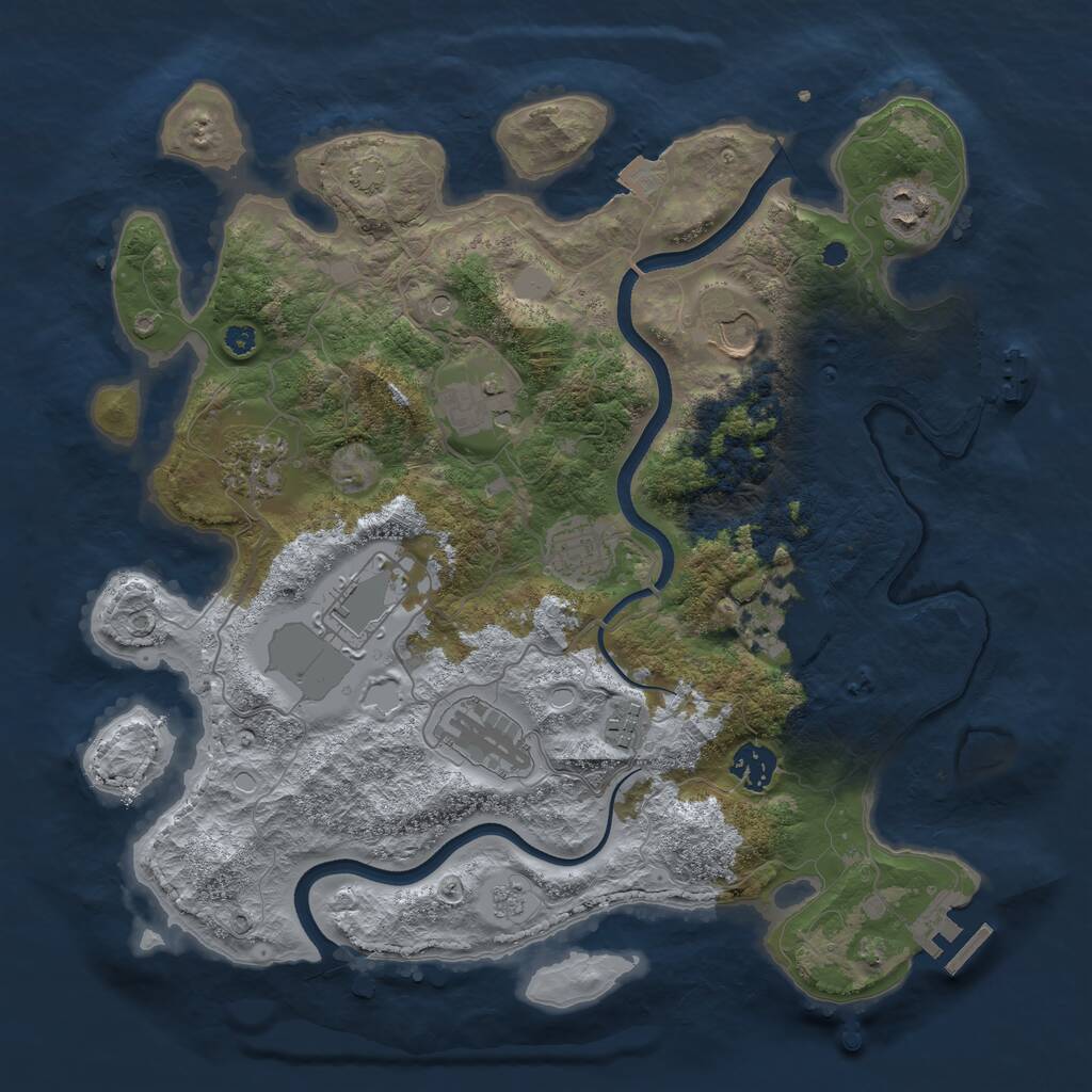 Rust Map: Procedural Map, Size: 3600, Seed: 1126324320, 16 Monuments