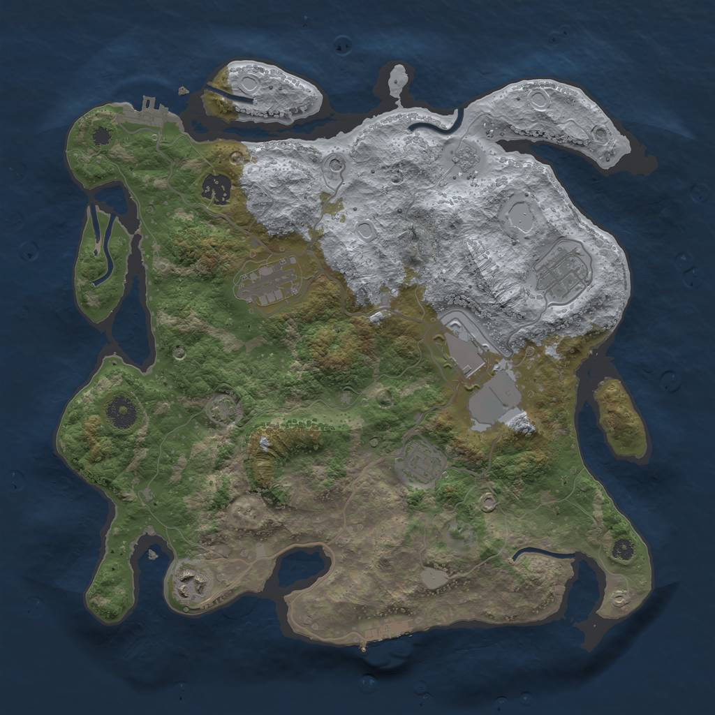 Rust Map: Procedural Map, Size: 3500, Seed: 384726214, 14 Monuments