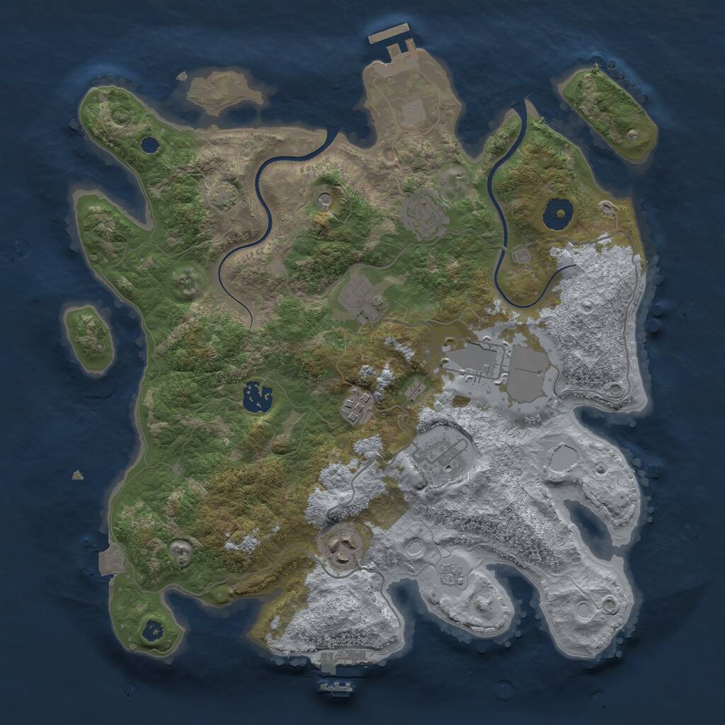 Rust Map: Procedural Map, Size: 3500, Seed: 416700383, 13 Monuments