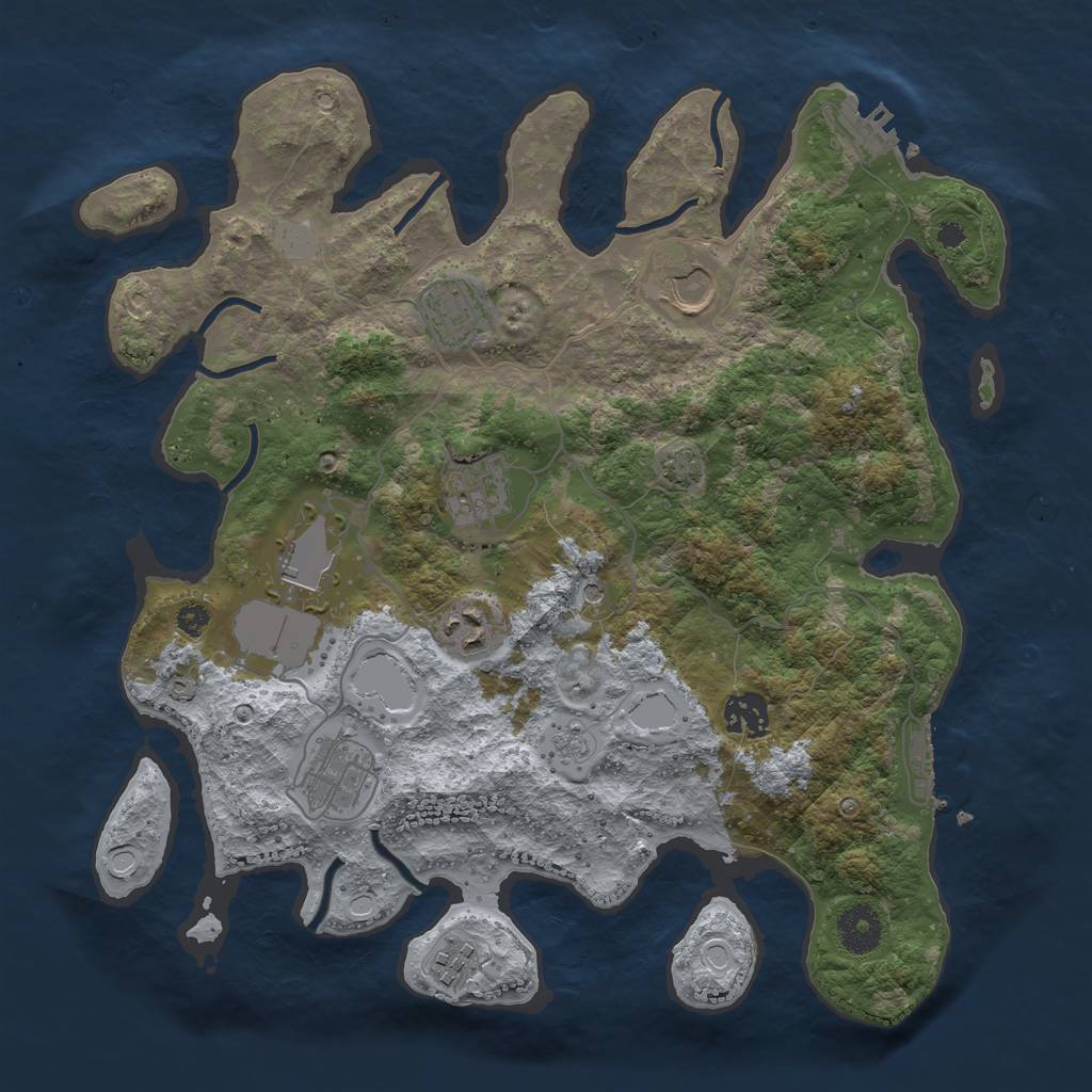 Rust Map: Procedural Map, Size: 3500, Seed: 416738696, 16 Monuments