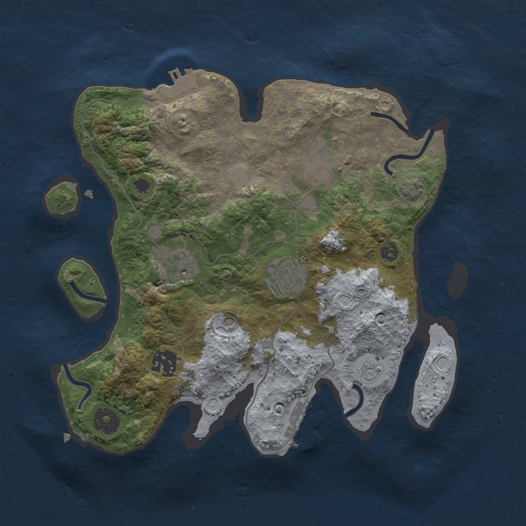 Rust Map: Procedural Map, Size: 3000, Seed: 1106593174, 12 Monuments