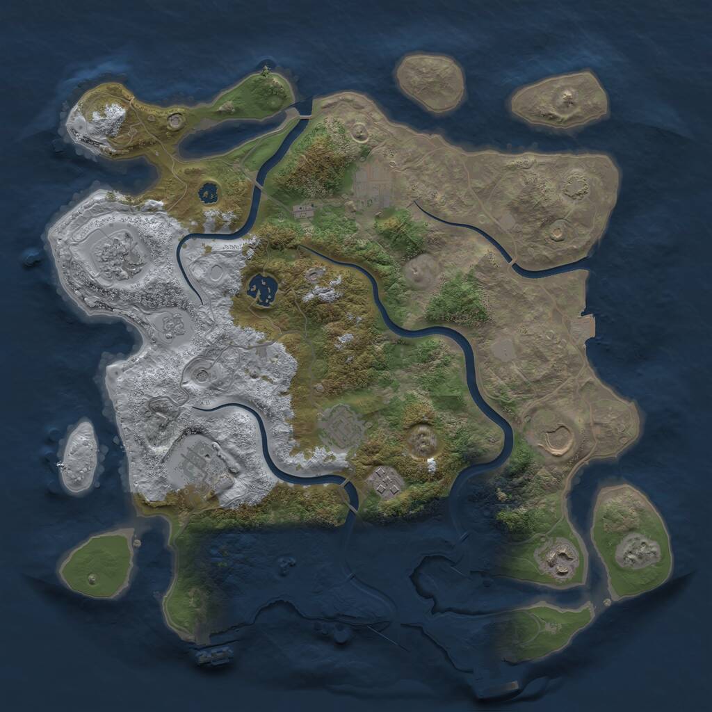 Rust Map: Procedural Map, Size: 3550, Seed: 492570, 14 Monuments