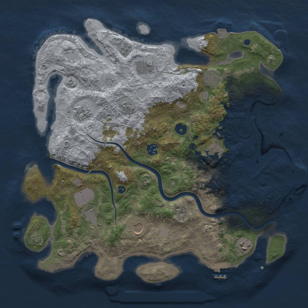 Rust Map: Procedural Map, Size: 3950, Seed: 91844205, 15 Monuments