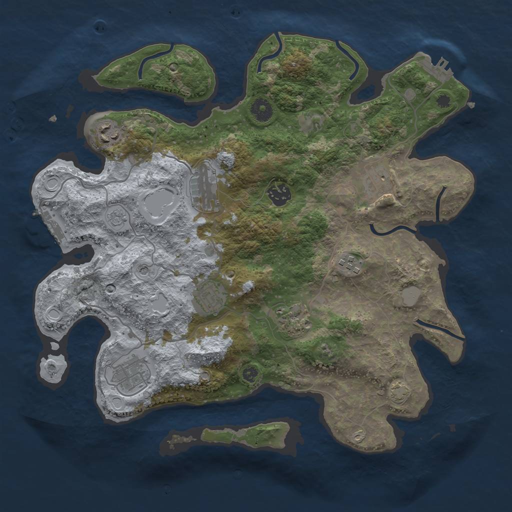 Rust Map: Procedural Map, Size: 3450, Seed: 3893281, 16 Monuments