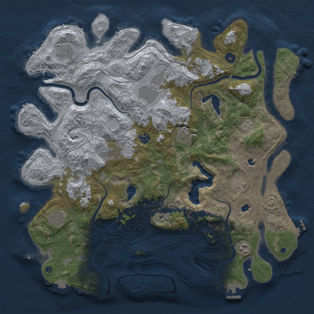 Rust Map: Procedural Map, Size: 4500, Seed: 1642166941, 16 Monuments