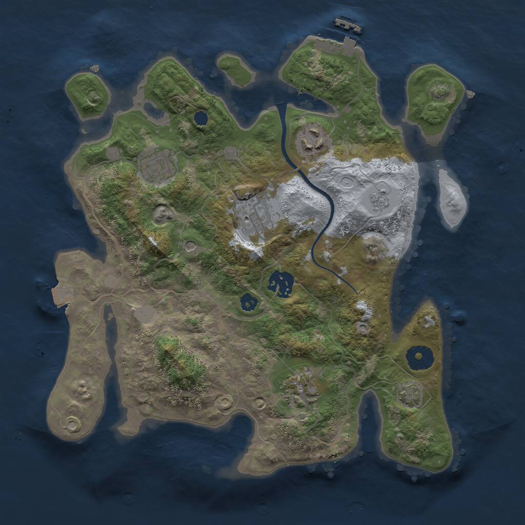 Rust Map: Procedural Map, Size: 3000, Seed: 77745, 10 Monuments