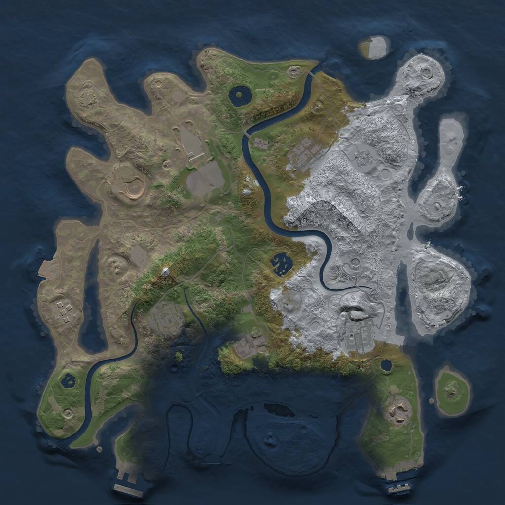 Rust Map: Procedural Map, Size: 3500, Seed: 373271390, 15 Monuments