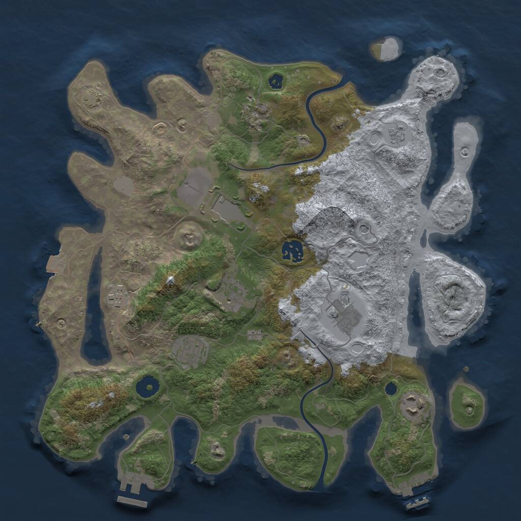 Rust Map: Procedural Map, Size: 3500, Seed: 373271390, 14 Monuments