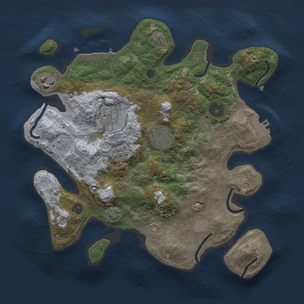 Rust Map: Procedural Map, Size: 3000, Seed: 25393, 11 Monuments