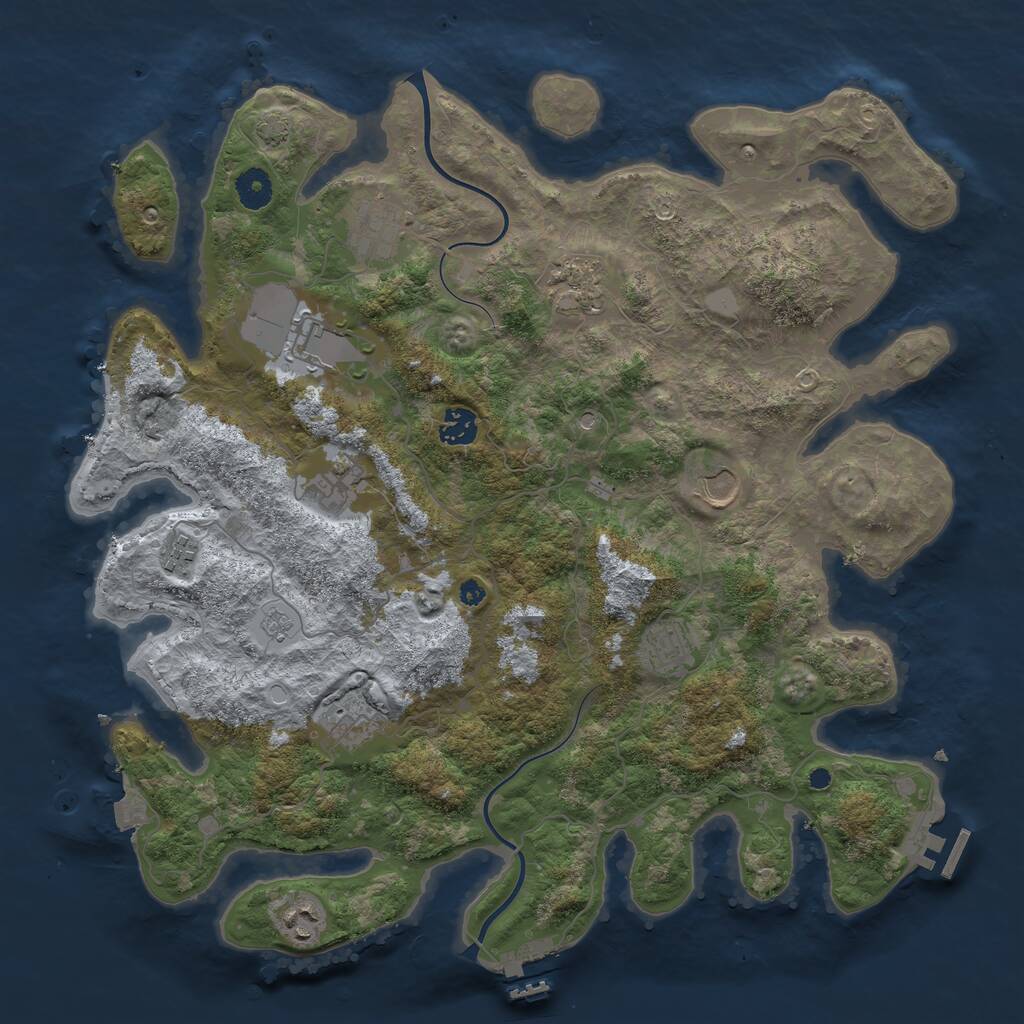 Rust Map: Procedural Map, Size: 3977, Seed: 103620, 16 Monuments