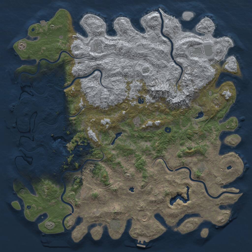 Rust Map: Procedural Map, Size: 6000, Seed: 1875801533, 17 Monuments