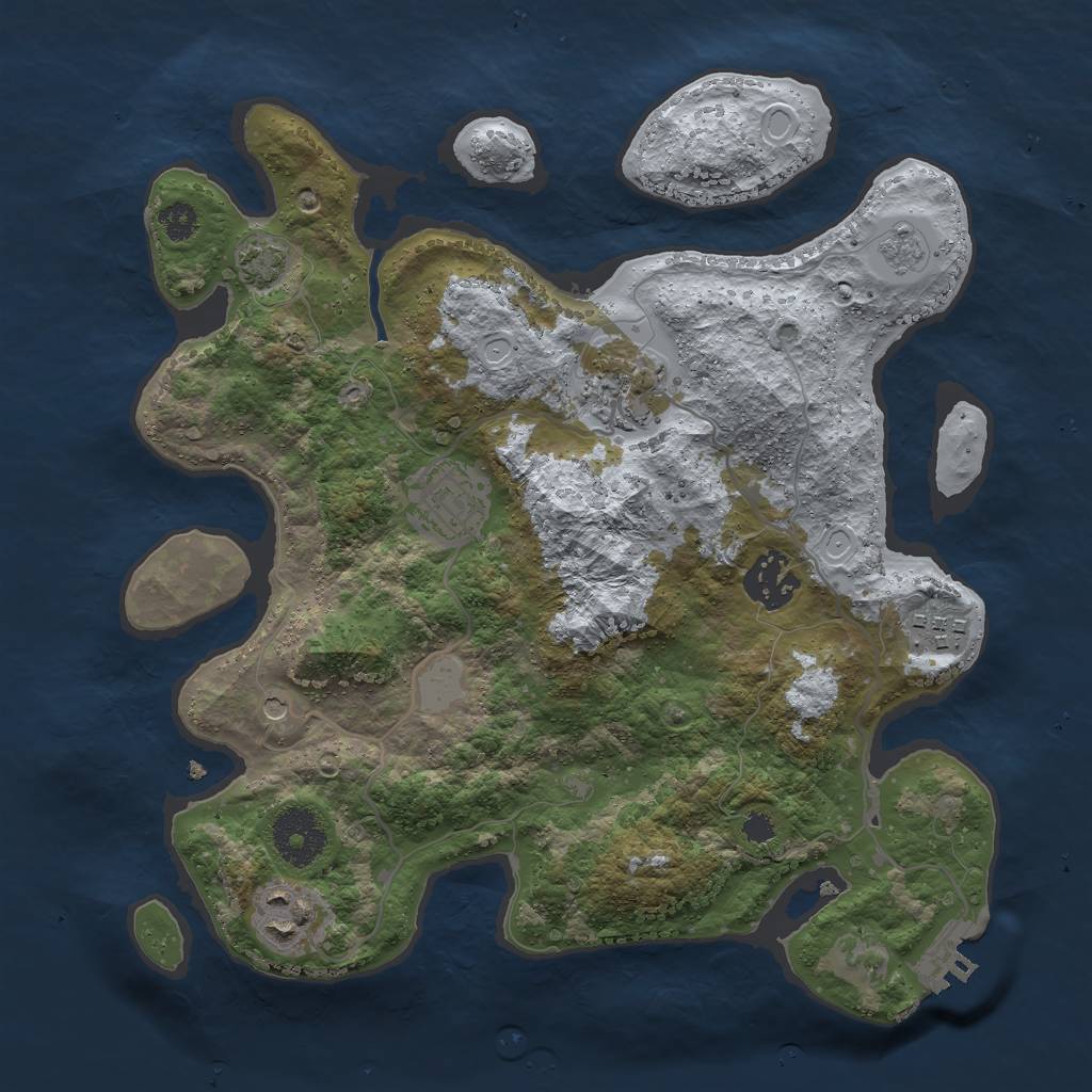 Rust Map: Procedural Map, Size: 3000, Seed: 2008095995, 12 Monuments