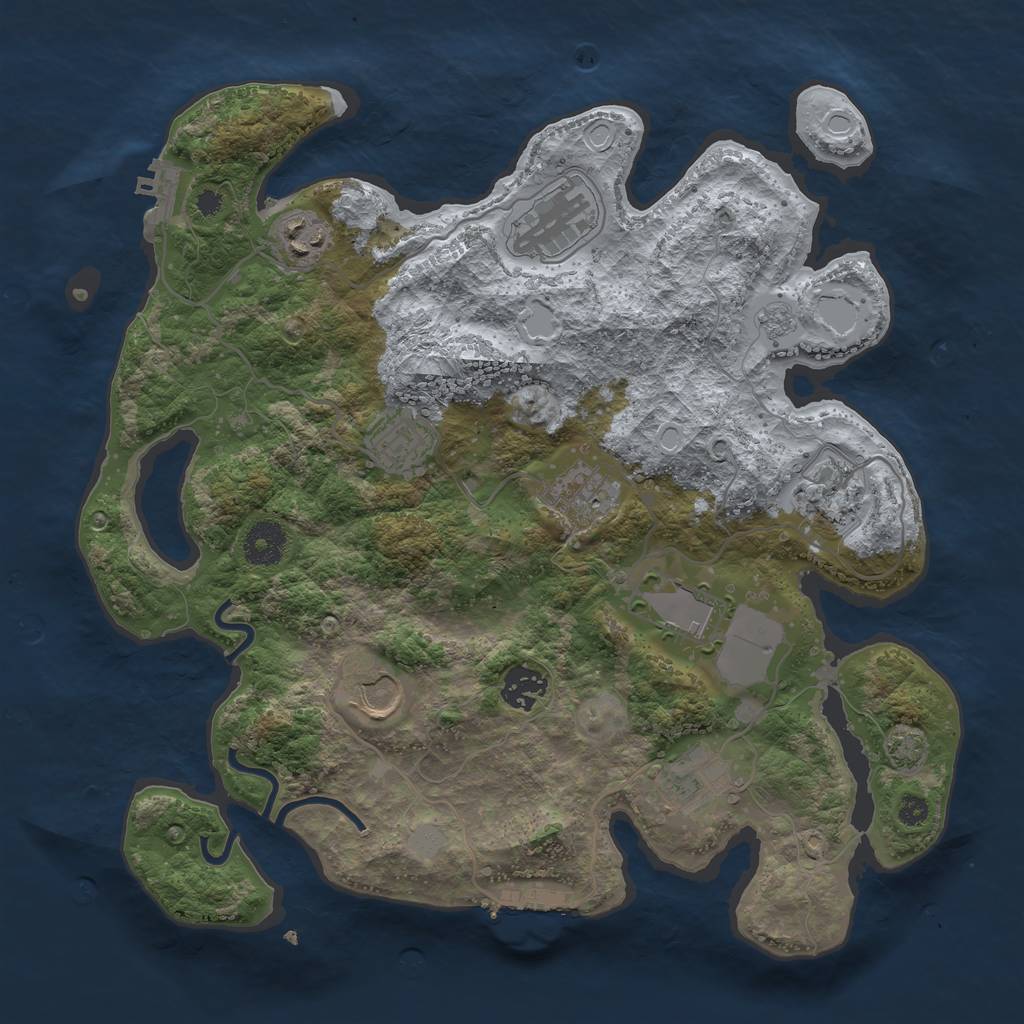 Rust Map: Procedural Map, Size: 3500, Seed: 84878525, 16 Monuments