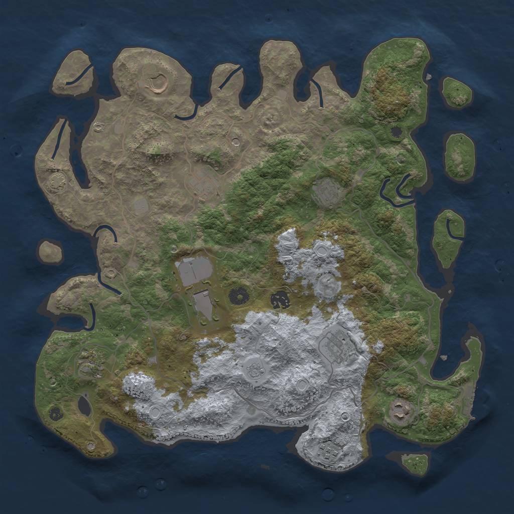Rust Map: Procedural Map, Size: 4000, Seed: 46874, 16 Monuments