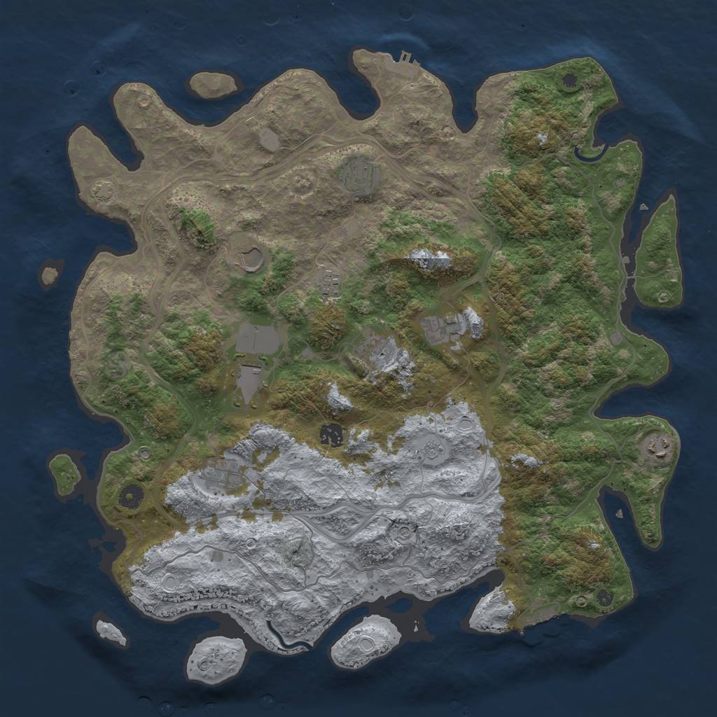 Rust Map: Procedural Map, Size: 4400, Seed: 88429874, 17 Monuments