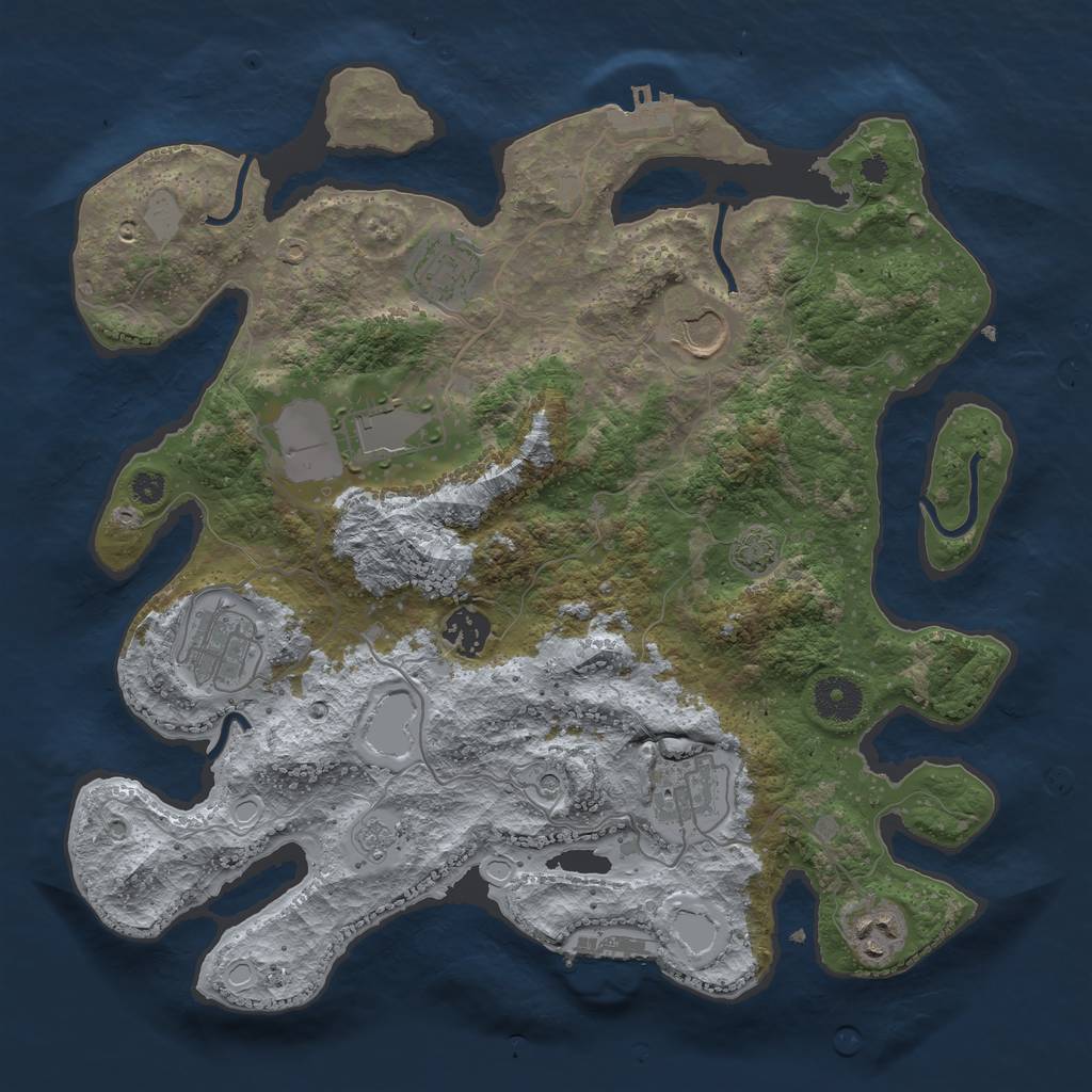 Rust Map: Procedural Map, Size: 3500, Seed: 3232007, 15 Monuments
