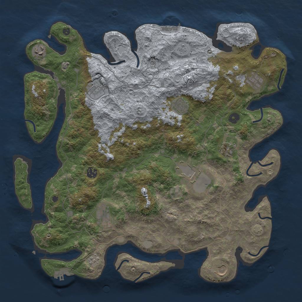 Rust Map: Procedural Map, Size: 4200, Seed: 690985384, 18 Monuments