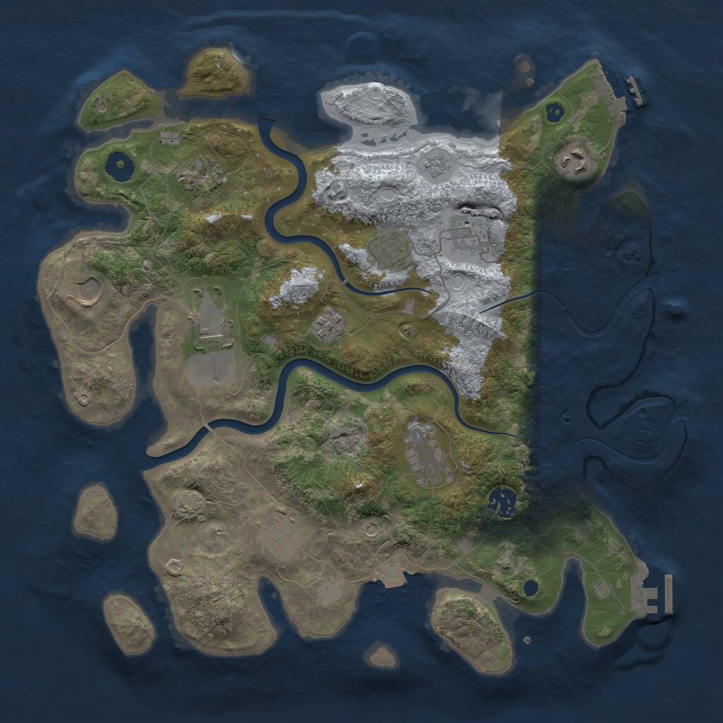 Rust Map: Procedural Map, Size: 3750, Seed: 52149177, 16 Monuments
