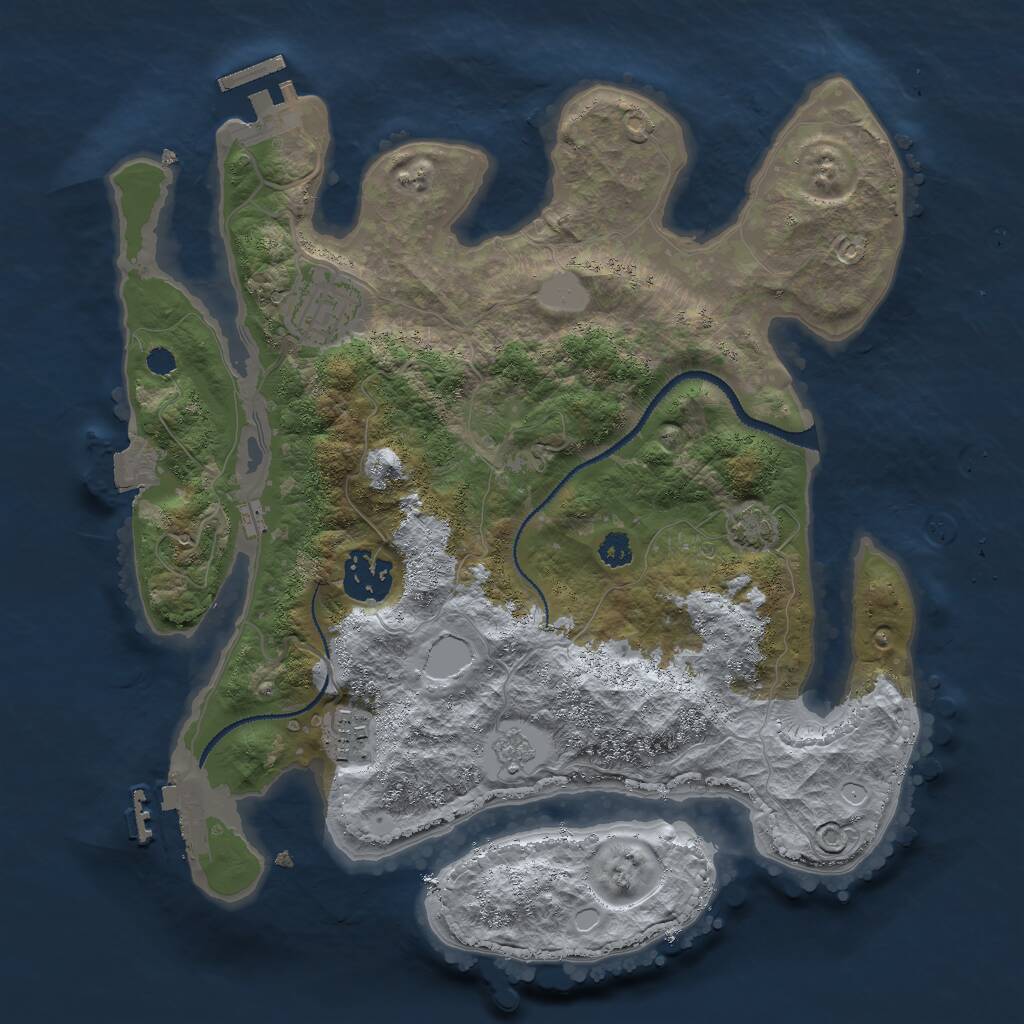 Rust Map: Procedural Map, Size: 3000, Seed: 21679, 8 Monuments