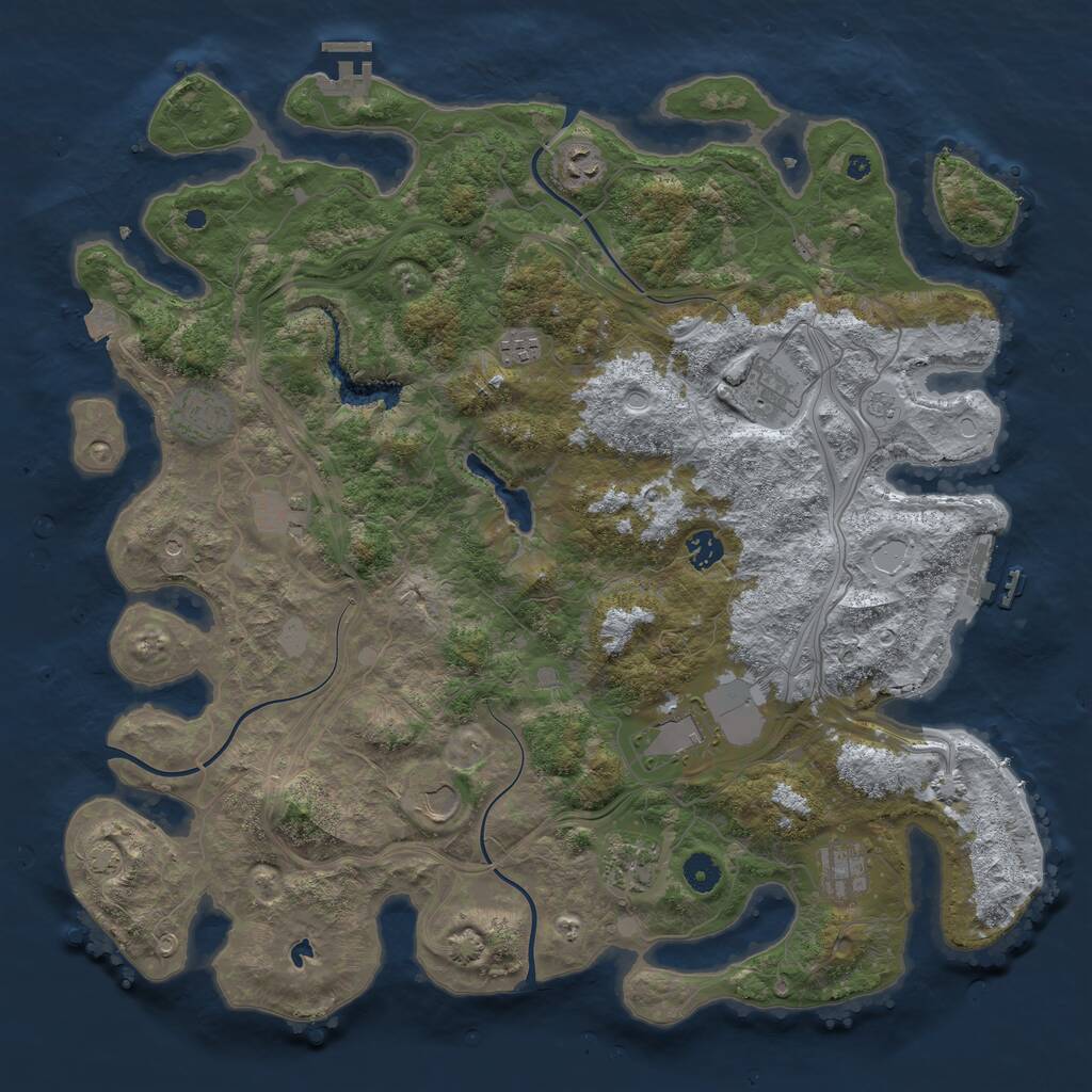 Rust Map: Procedural Map, Size: 4400, Seed: 28318867, 16 Monuments