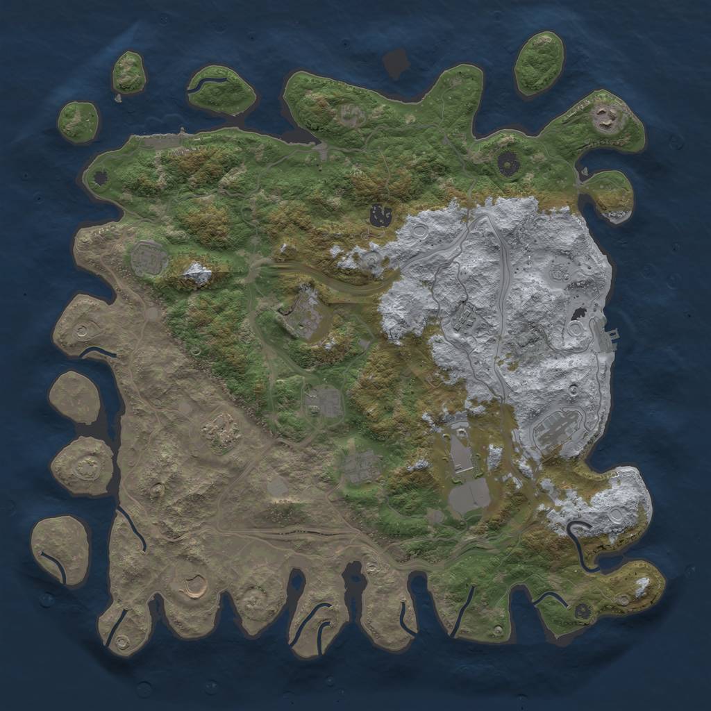 Rust Map: Procedural Map, Size: 4500, Seed: 15853625, 19 Monuments