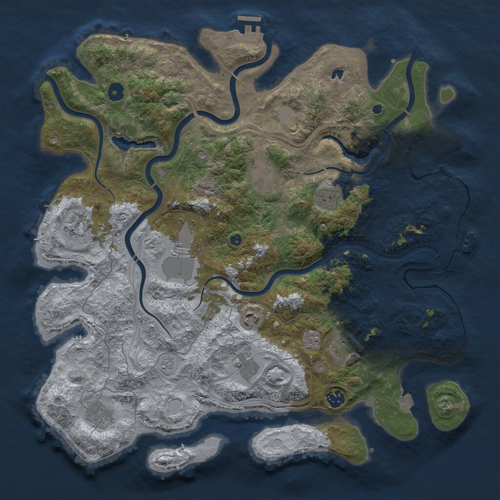 Rust Map: Procedural Map, Size: 4300, Seed: 76325283, 16 Monuments