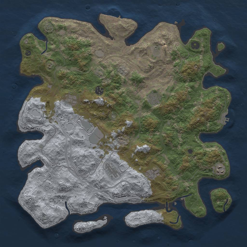 Rust Map: Procedural Map, Size: 4300, Seed: 76325283, 17 Monuments