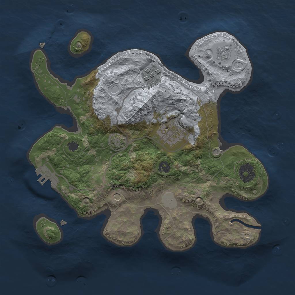 Rust Map: Procedural Map, Size: 2500, Seed: 1064024977, 9 Monuments