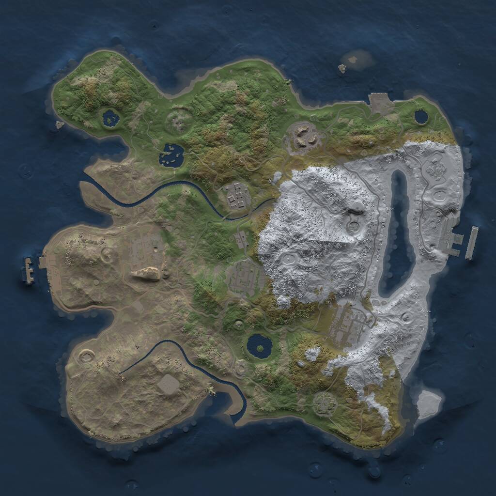 Rust Map: Procedural Map, Size: 3000, Seed: 16838, 12 Monuments