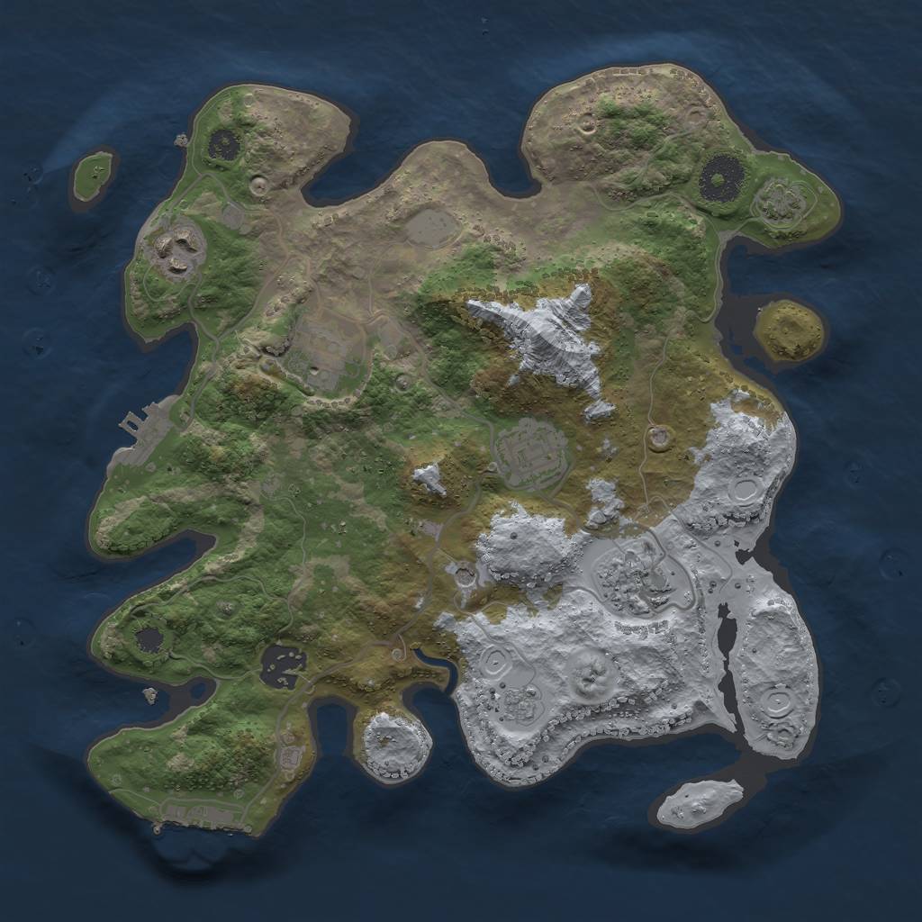 Rust Map: Procedural Map, Size: 3000, Seed: 555678154, 13 Monuments