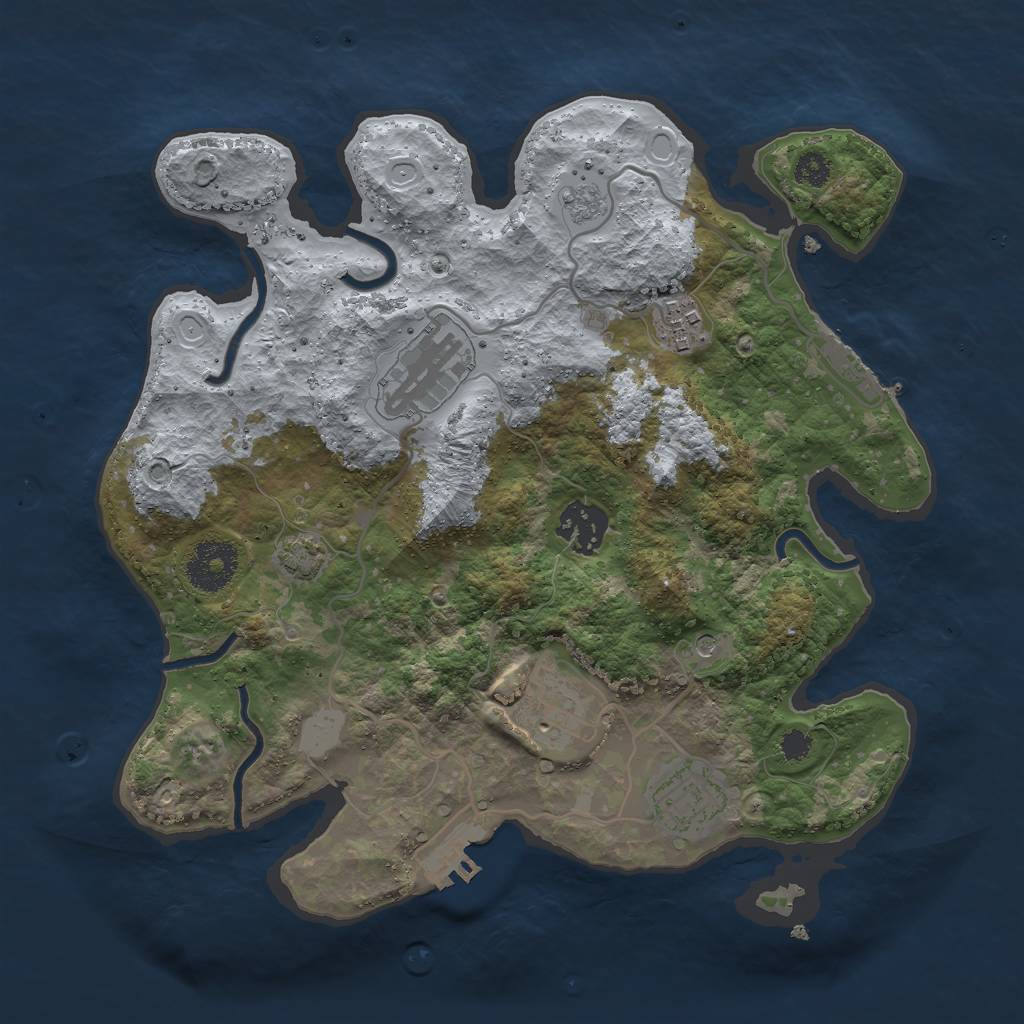 Rust Map: Procedural Map, Size: 3000, Seed: 1120049969, 13 Monuments
