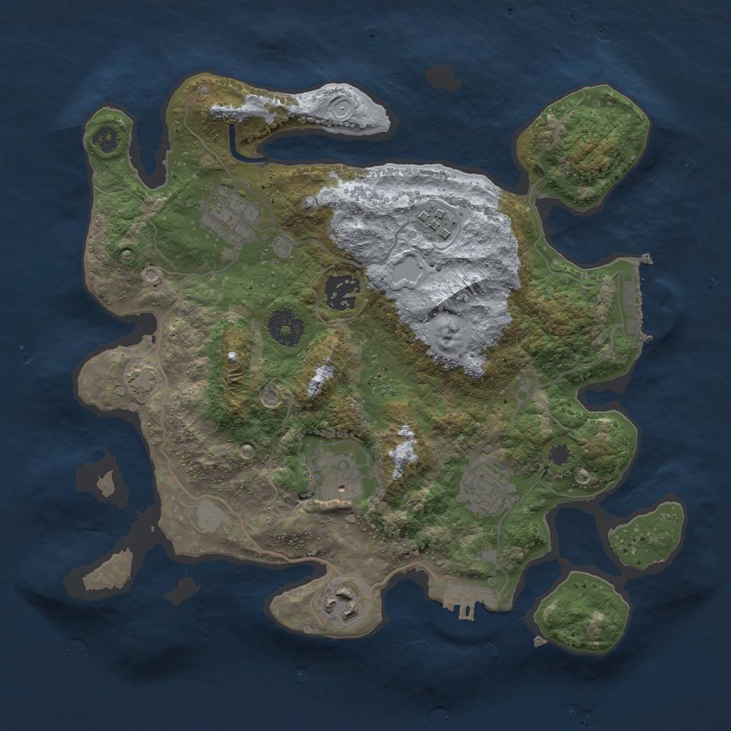 Rust Map: Procedural Map, Size: 3000, Seed: 6874, 12 Monuments