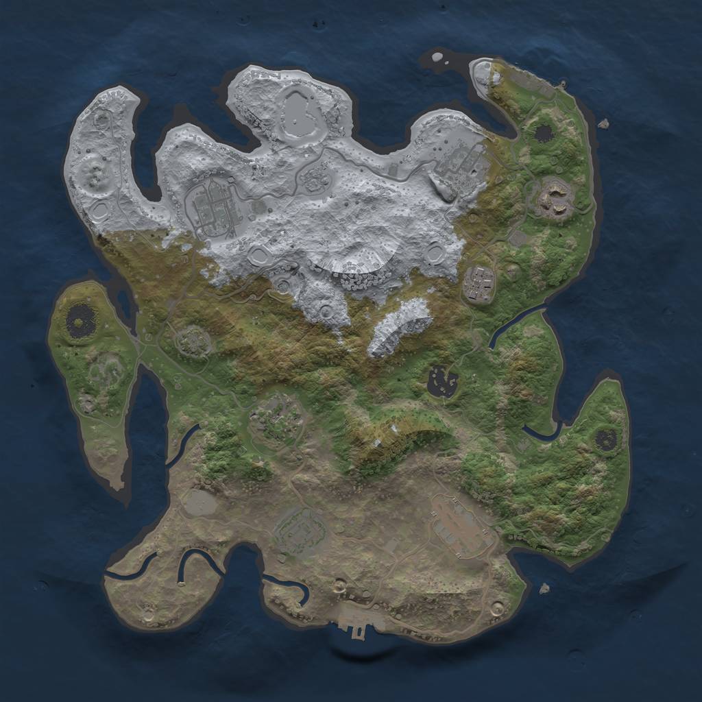 Rust Map: Procedural Map, Size: 3300, Seed: 717506874, 16 Monuments