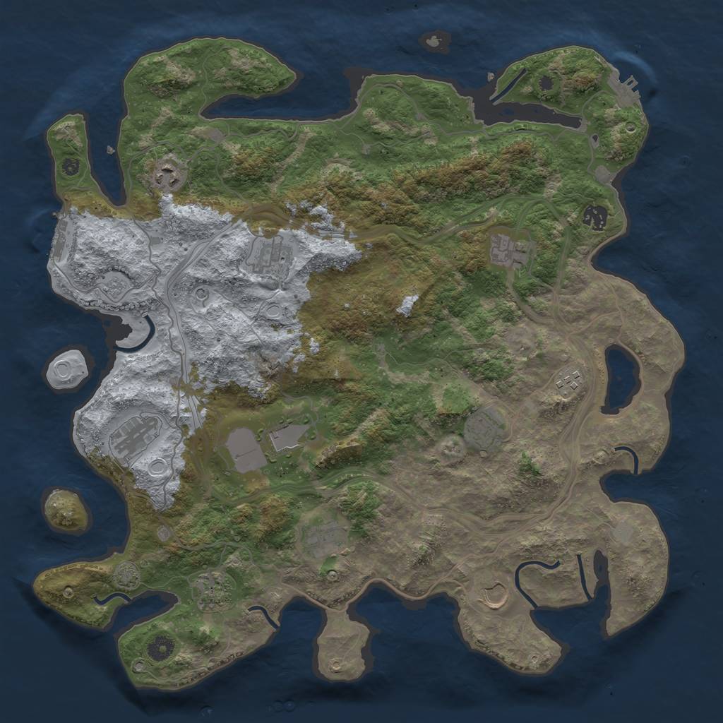 Rust Map: Procedural Map, Size: 4250, Seed: 852949129, 19 Monuments