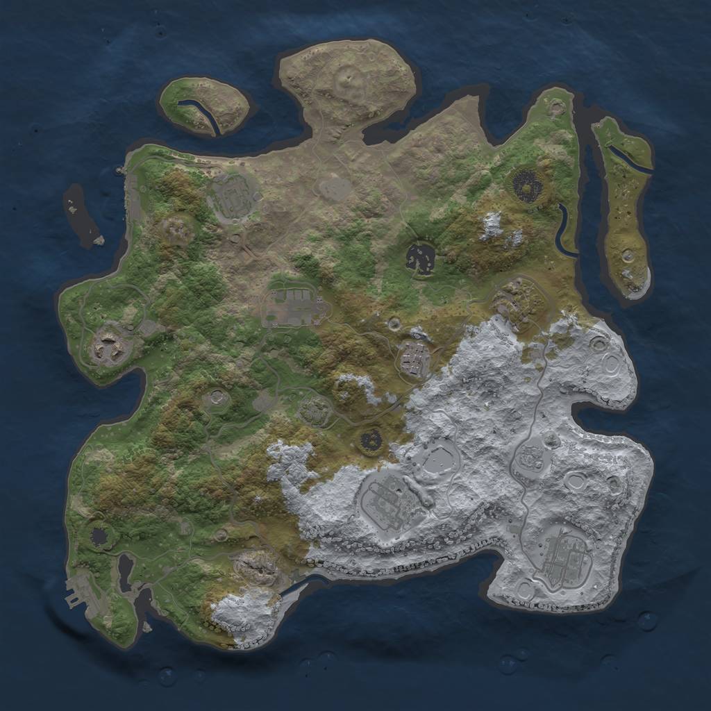 Rust Map: Procedural Map, Size: 3450, Seed: 89481287, 16 Monuments