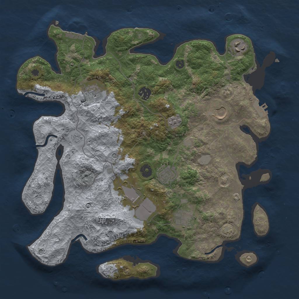 Rust Map: Procedural Map, Size: 3600, Seed: 42915273, 16 Monuments