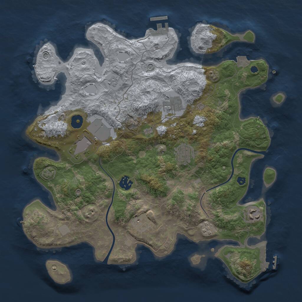 Rust Map: Procedural Map, Size: 3500, Seed: 624241236, 13 Monuments