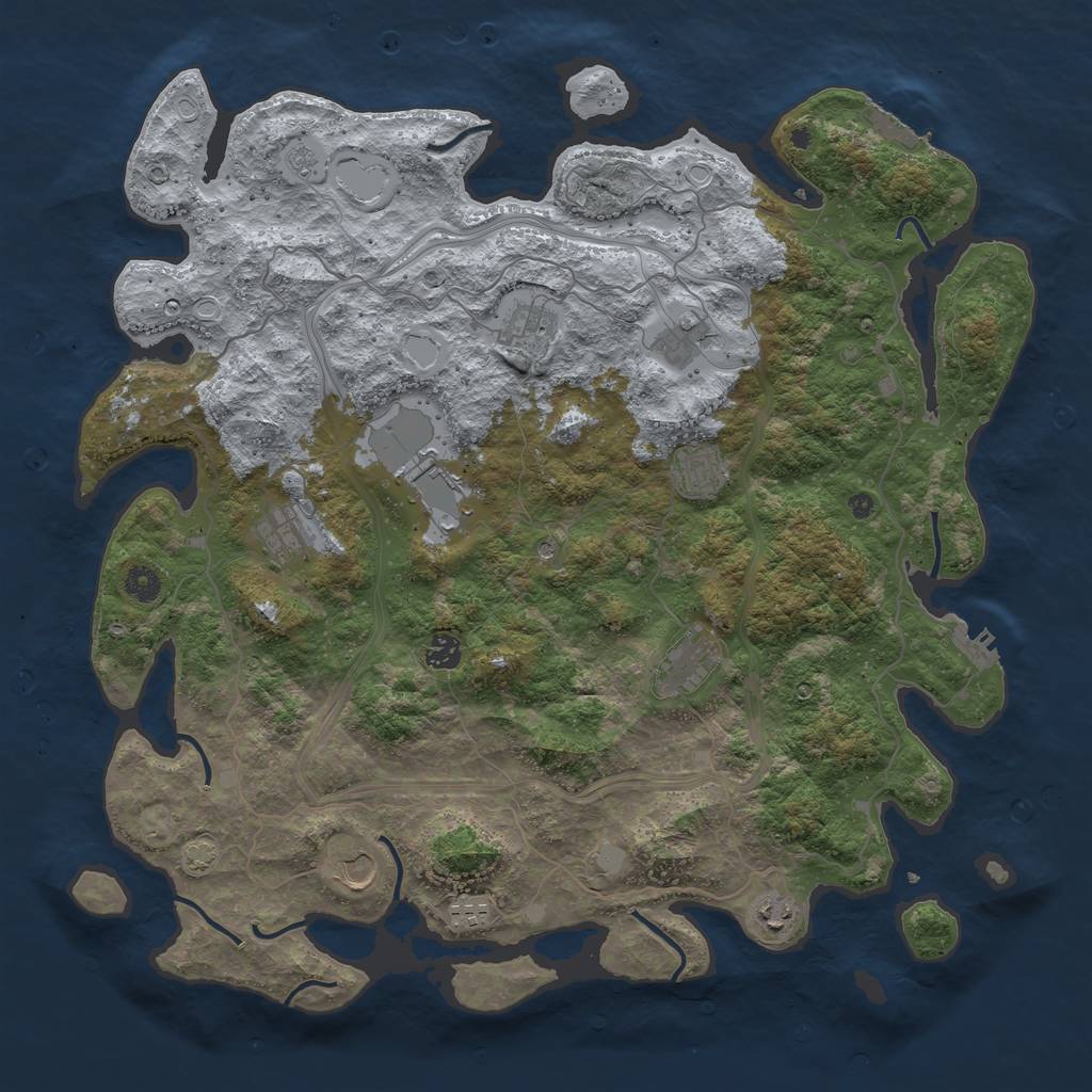 Rust Map: Procedural Map, Size: 4500, Seed: 43249192, 18 Monuments
