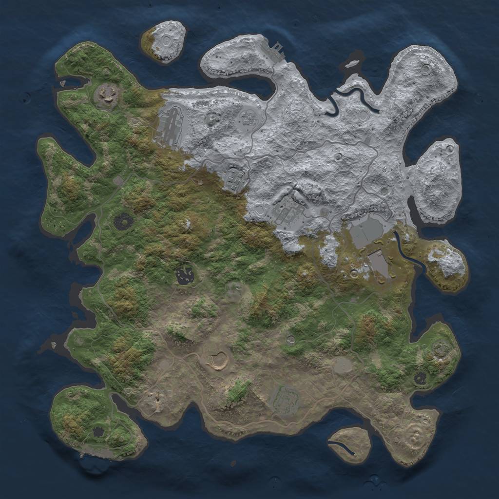 Rust Map: Procedural Map, Size: 4000, Seed: 476567, 16 Monuments