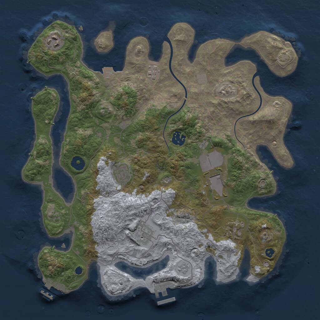 Rust Map: Procedural Map, Size: 3500, Seed: 7983, 13 Monuments